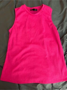 Love & Legend Vibrant Pink Ribbed Sleeveless Tank